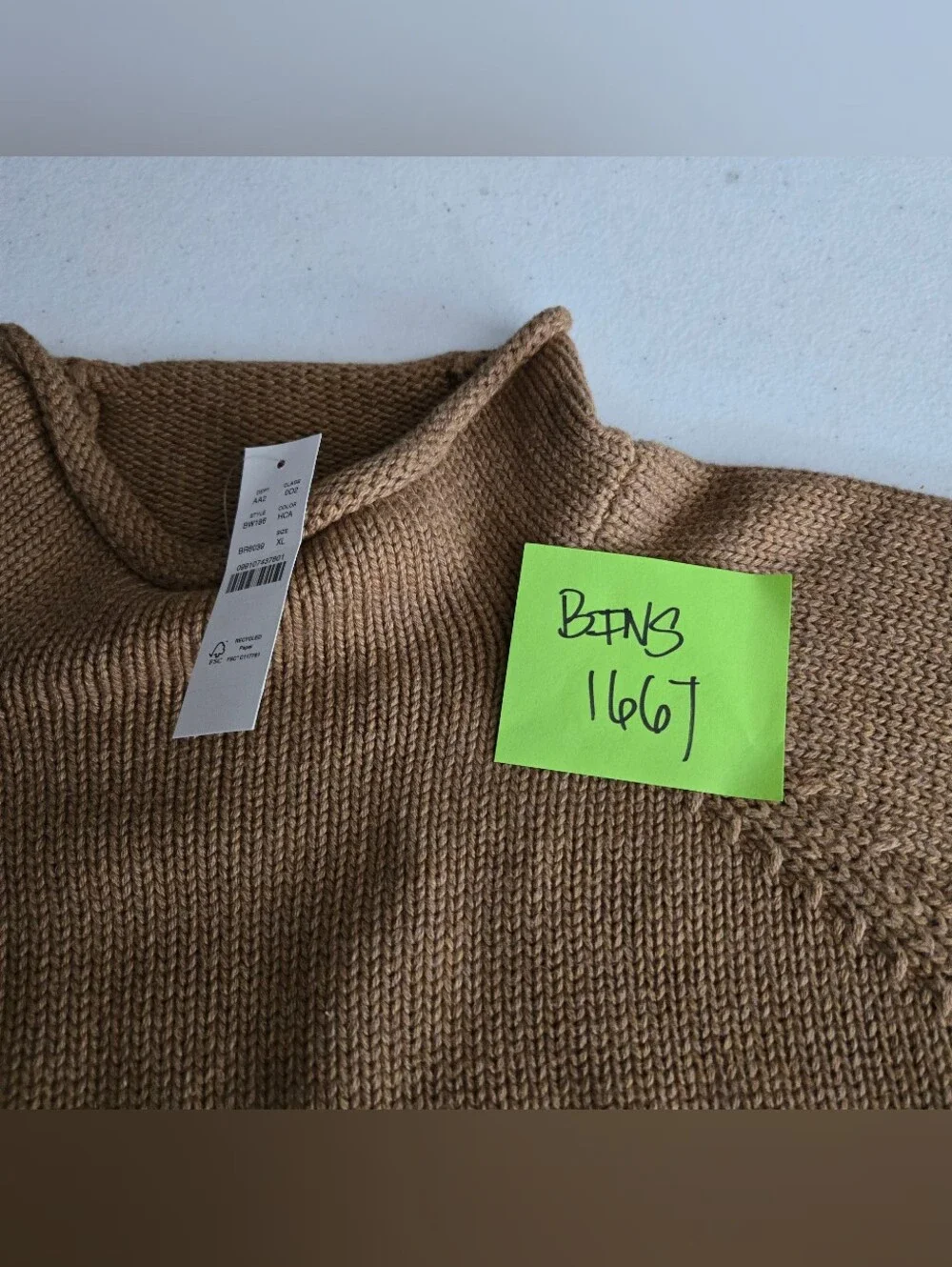 J Crew 1988 Rollneck Sweater Mens XL Dark Khaki Tan Cotton Solid NWT Minimalist